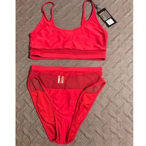 NWT Red High Waisted 2 piece
